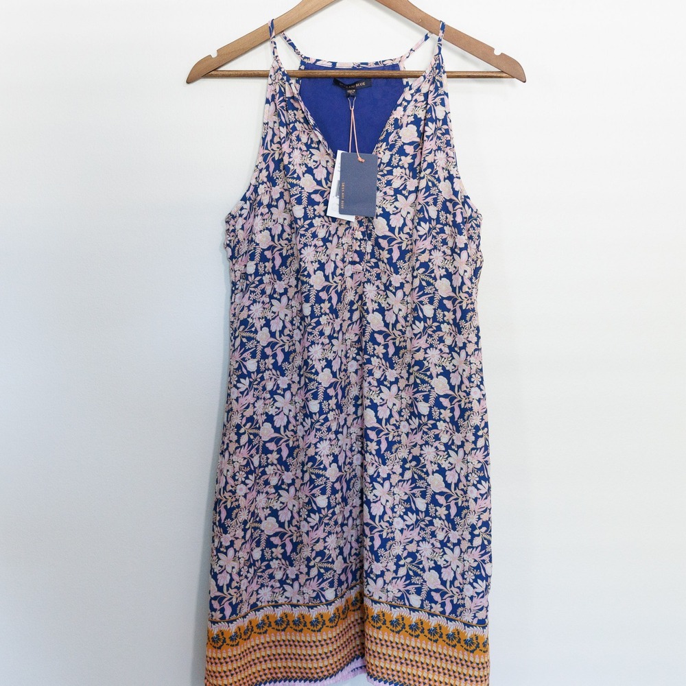 Skies Are Blue Pink Navy Floral Sleeveless Shift Dress NWT Womens Small